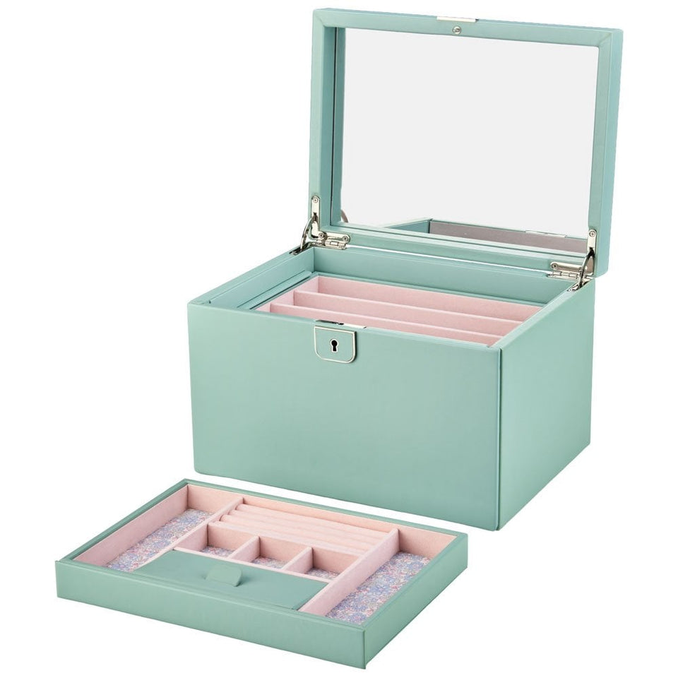 WOLF Liberty Julia Interior Print Large Sage Green Jewellery Box