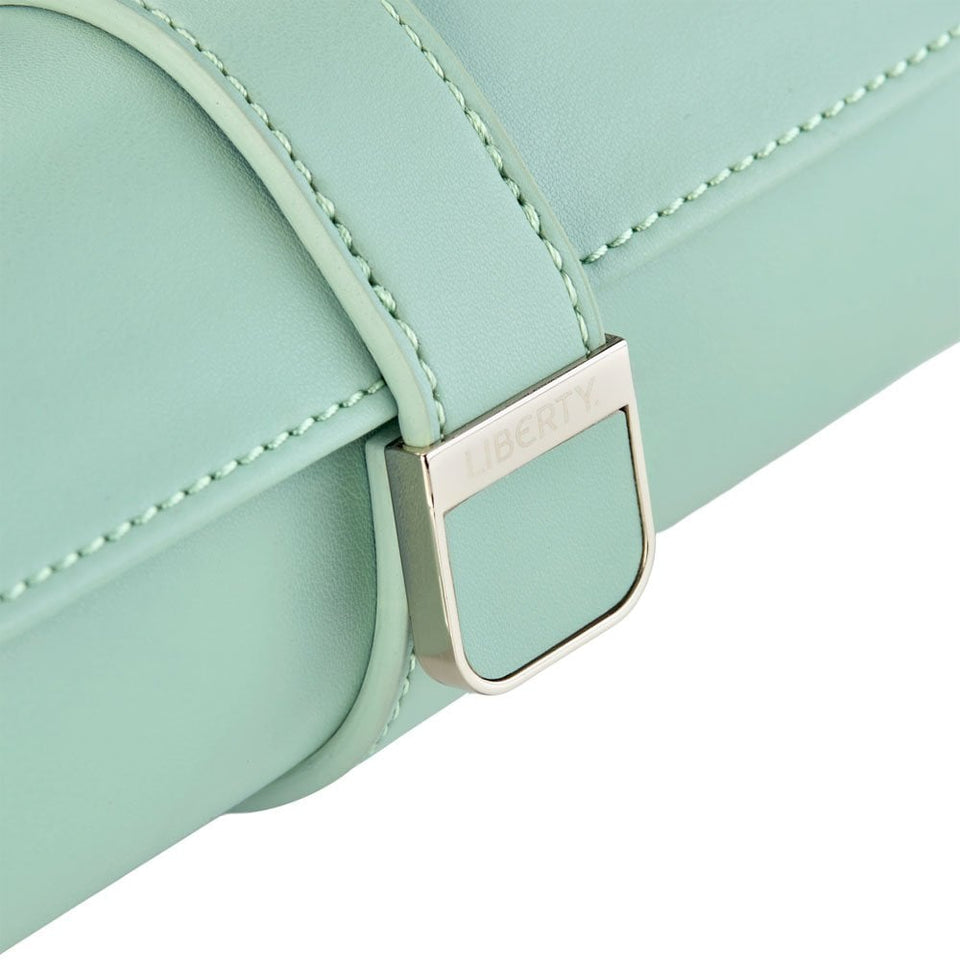WOLF Liberty Julia Interior Print Sage Green Triple Watch Roll