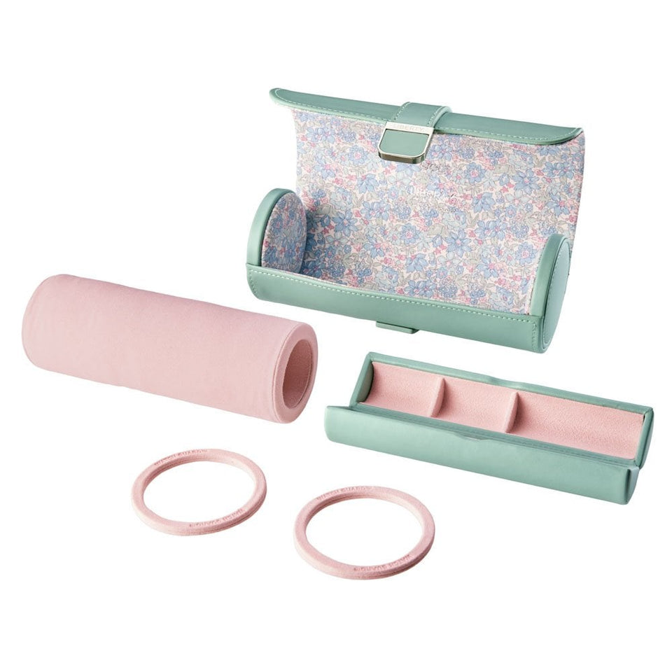 WOLF Liberty Julia Interior Print Sage Green Triple Watch Roll