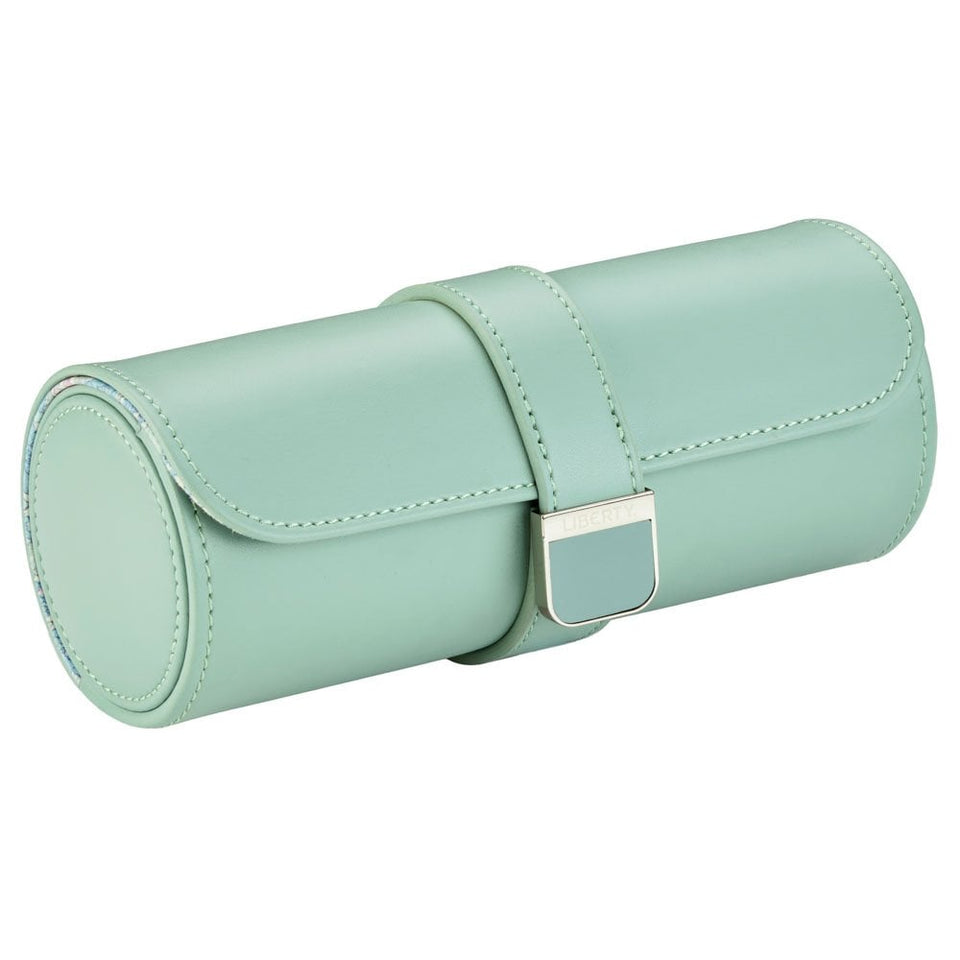 WOLF Liberty Julia Interior Print Sage Green Triple Watch Roll