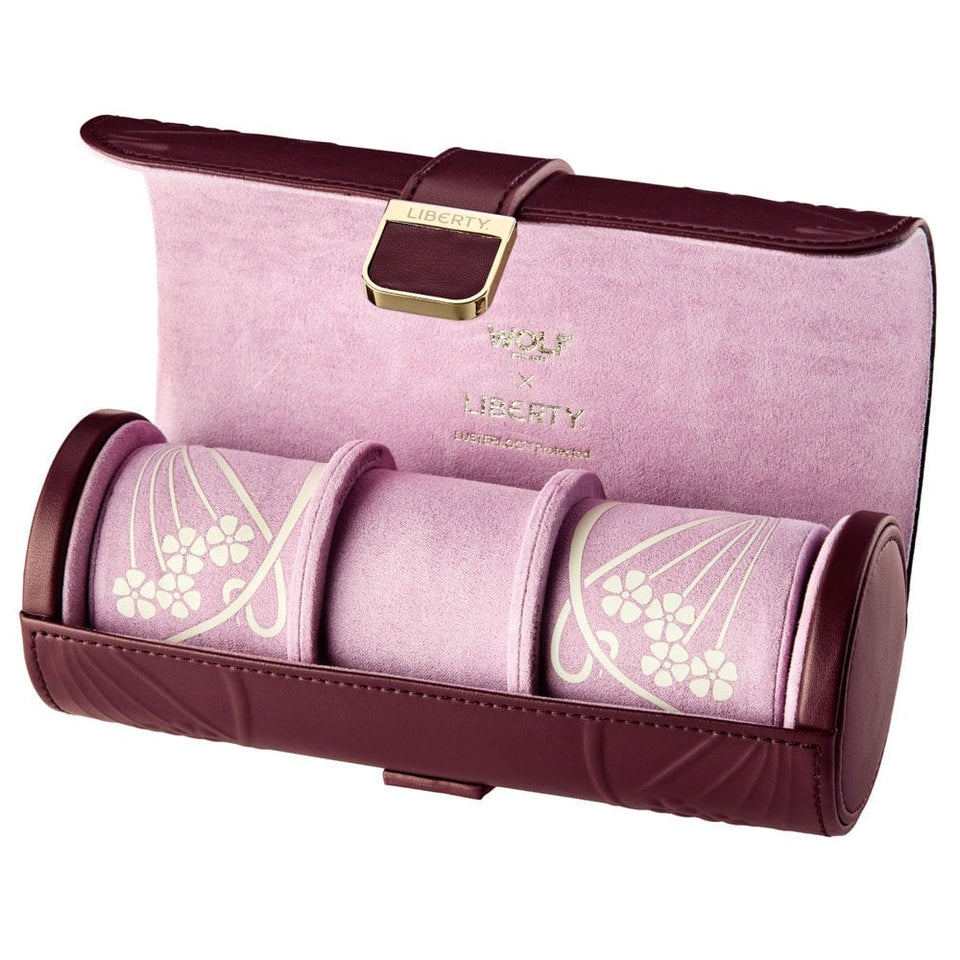 WOLF Liberty Lanthe Burgundy Triple Watch Roll