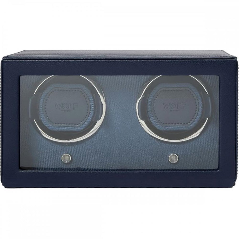 WOLF Navy Double Cub Watch Winder With Cover