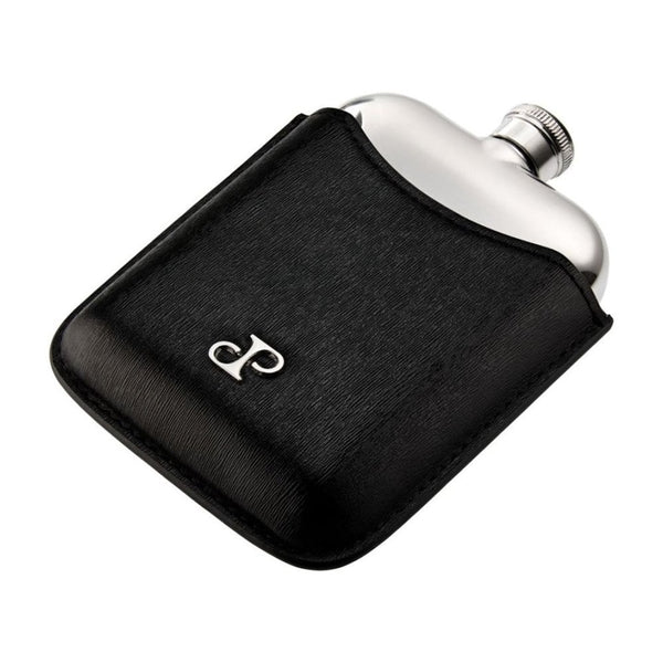WOLF Philipp Black Vegan Leather Hip Flask