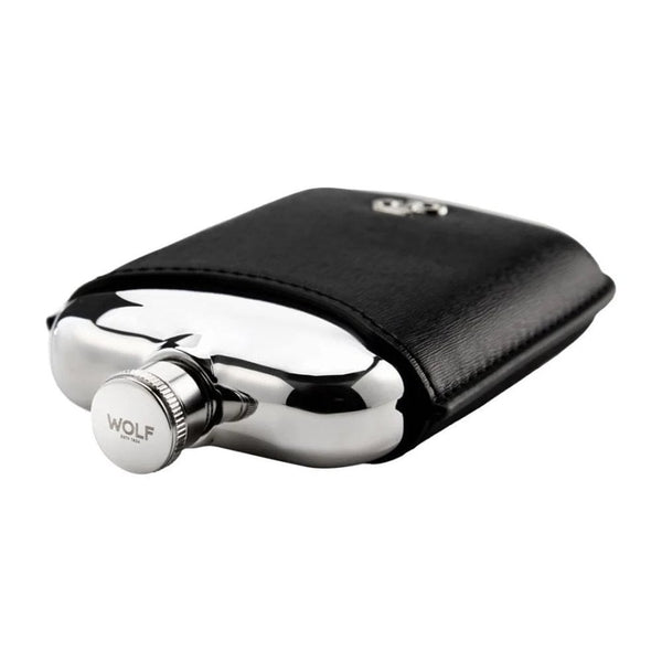 WOLF Philipp Black Vegan Leather Hip Flask