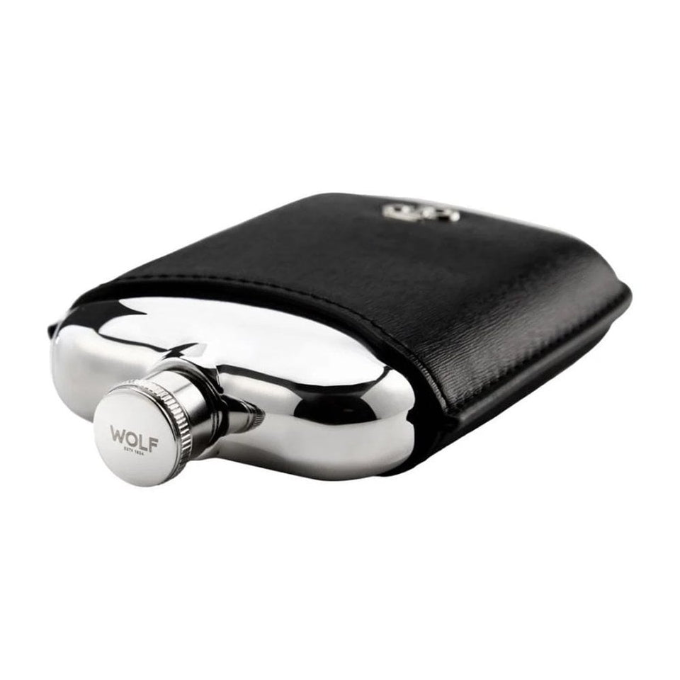 WOLF Philipp Black Vegan Leather Hip Flask