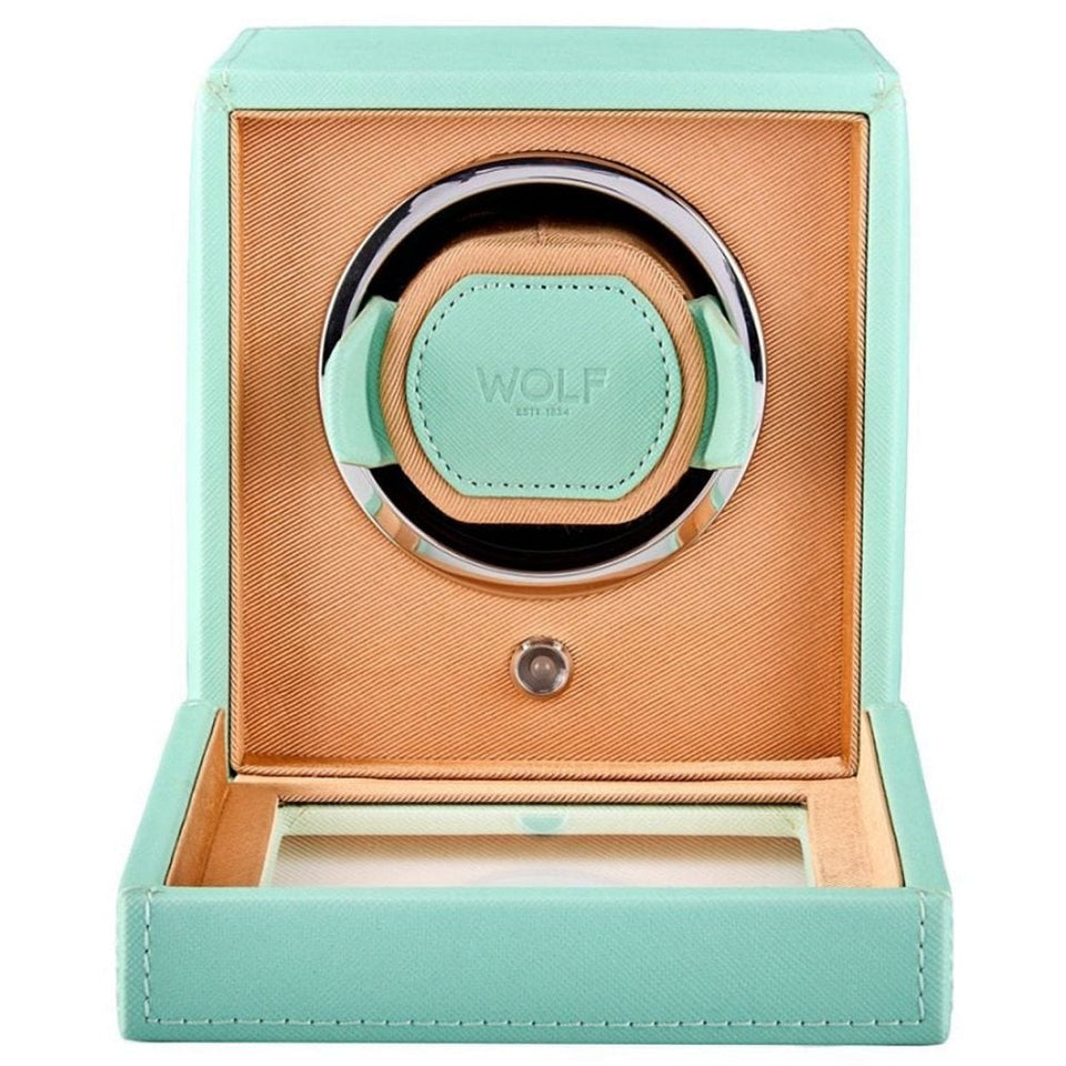 WOLF Seltzer Mint Peach Cub Watch Winder With Cover