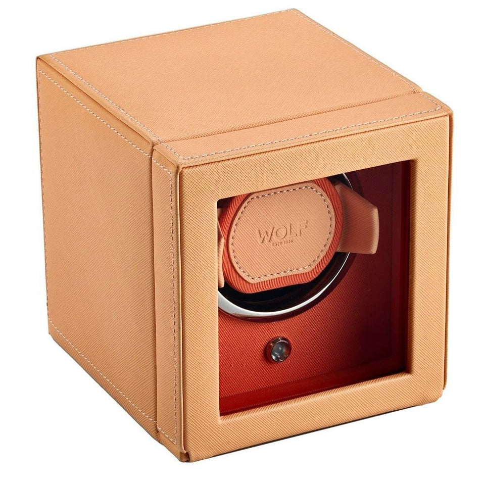 WOLF Seltzer Peach Orange Cub Watch Winder With Cover