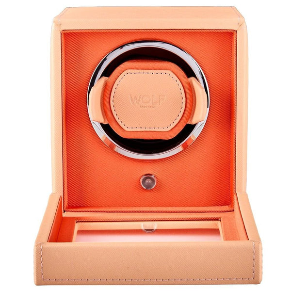 WOLF Seltzer Peach Orange Cub Watch Winder With Cover