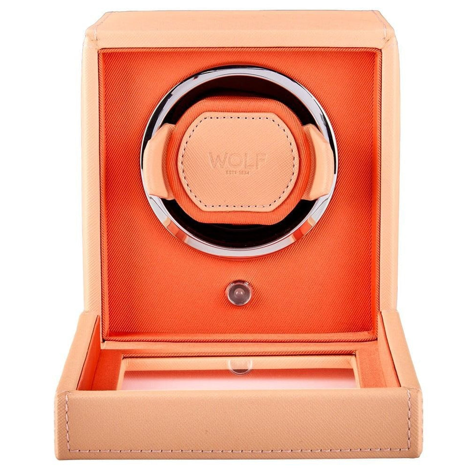 WOLF Seltzer Peach Orange Cub Watch Winder With Cover