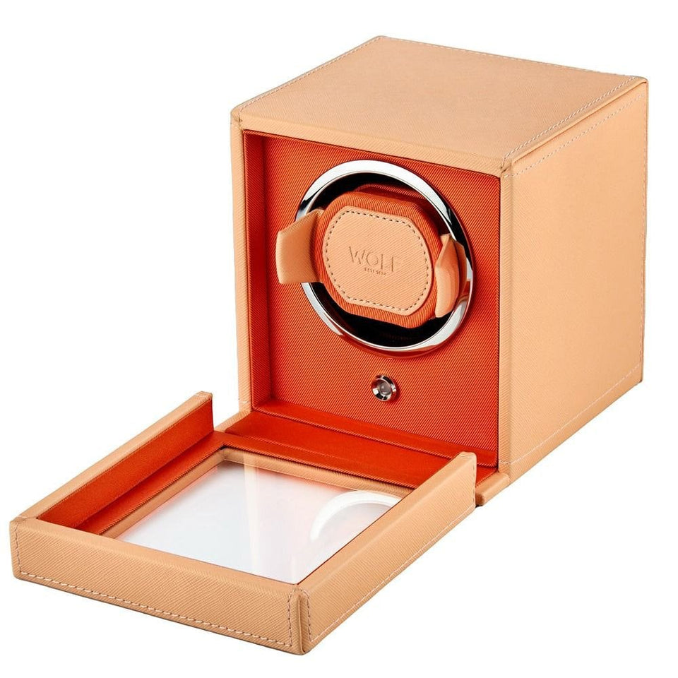 WOLF Seltzer Peach Orange Cub Watch Winder With Cover