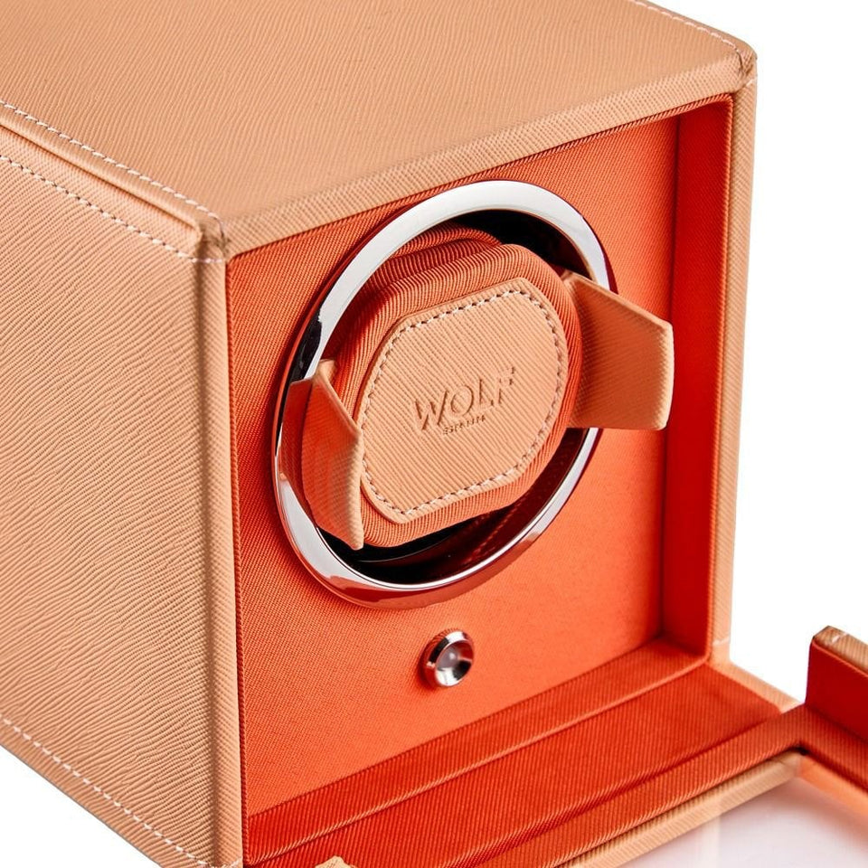 WOLF Seltzer Peach Orange Cub Watch Winder With Cover