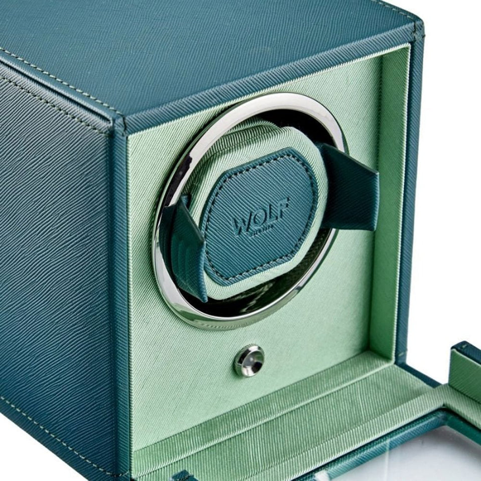 WOLF Seltzer Teal Mint Cub Watch Winder With Cover