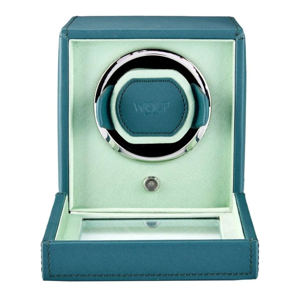 WOLF Seltzer Teal Mint Cub Watch Winder With Cover