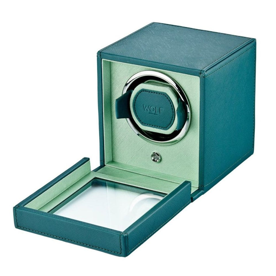 WOLF Seltzer Teal Mint Cub Watch Winder With Cover