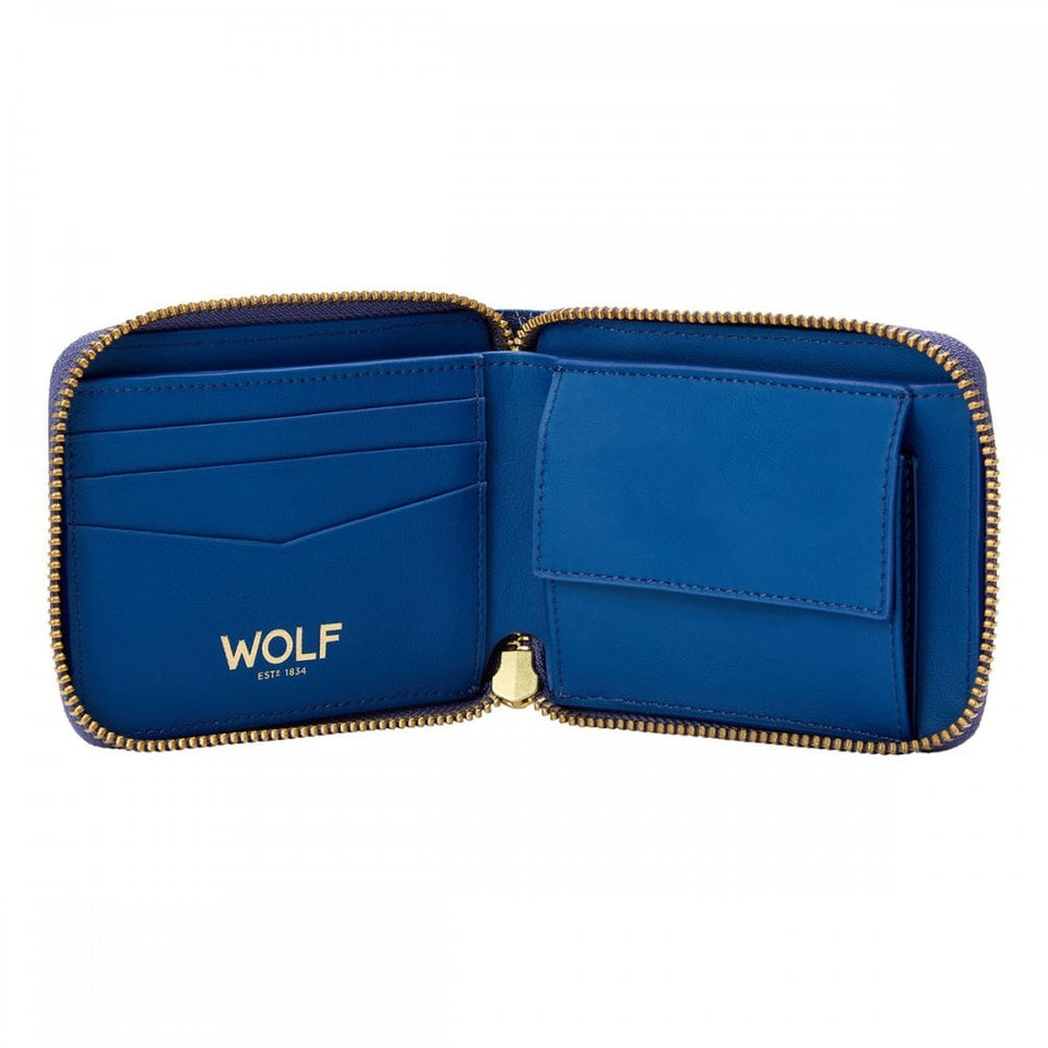 WOLF Signature Vegan Blue Zip Around Wallet