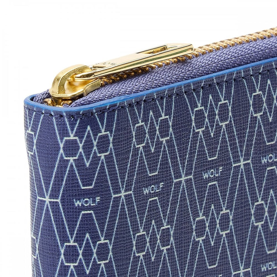 WOLF Signature Vegan Blue Zip Around Wallet