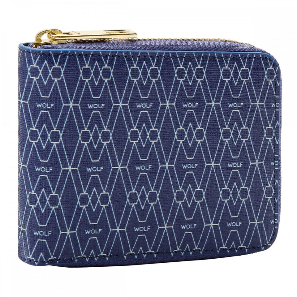 WOLF Signature Vegan Blue Zip Around Wallet