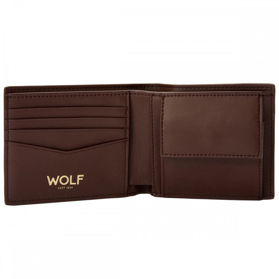 WOLF Signature Vegan Brown Billfold Coin Wallet