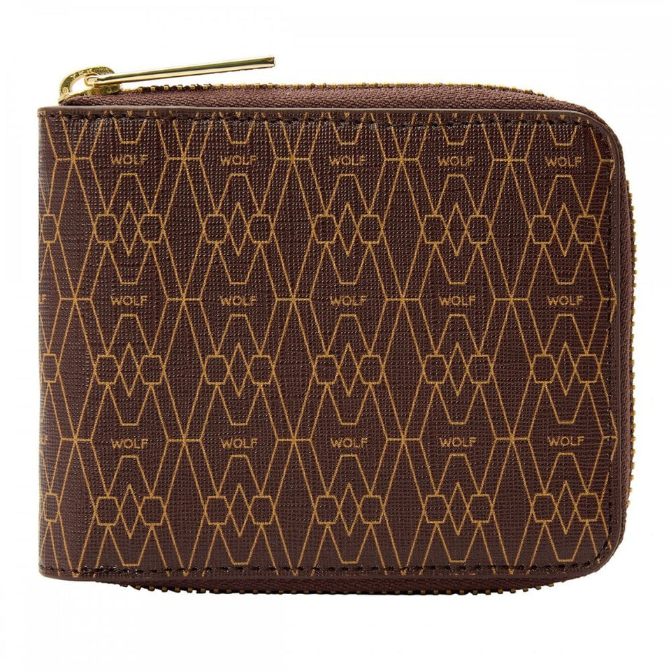 WOLF Signature Vegan Brown Zip Around Wallet