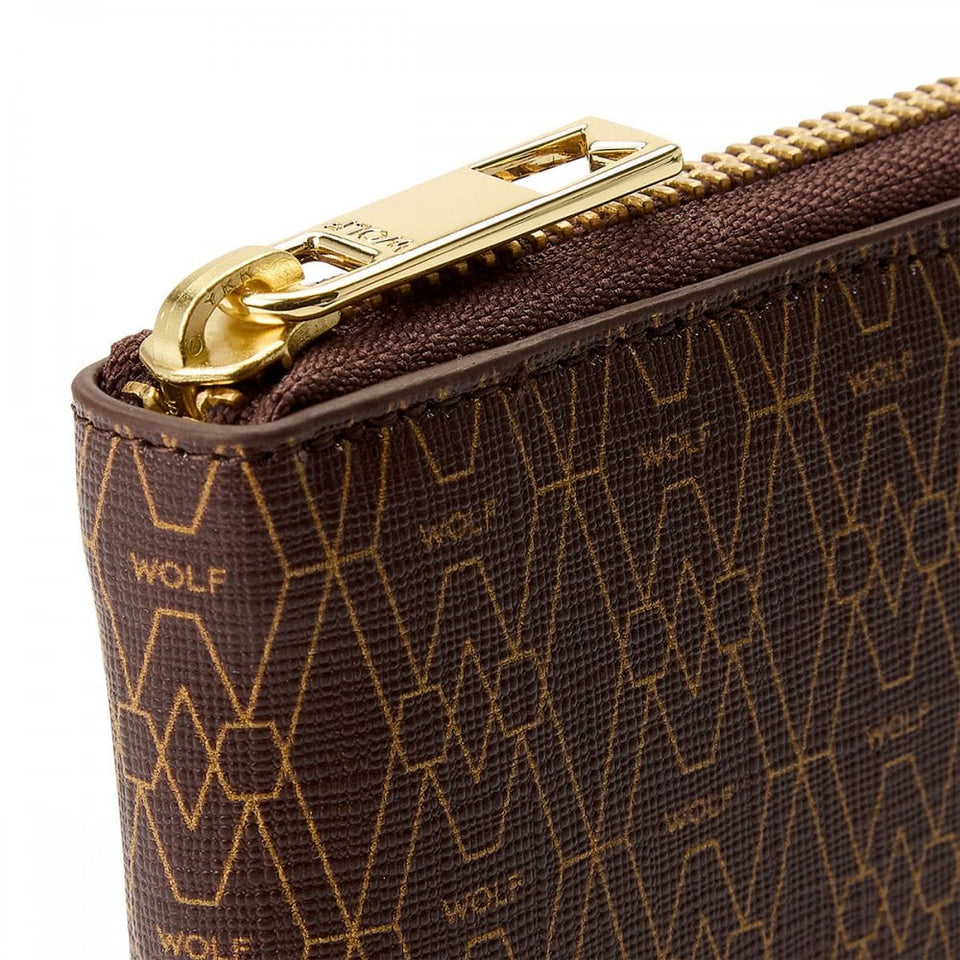 WOLF Signature Vegan Brown Zip Around Wallet
