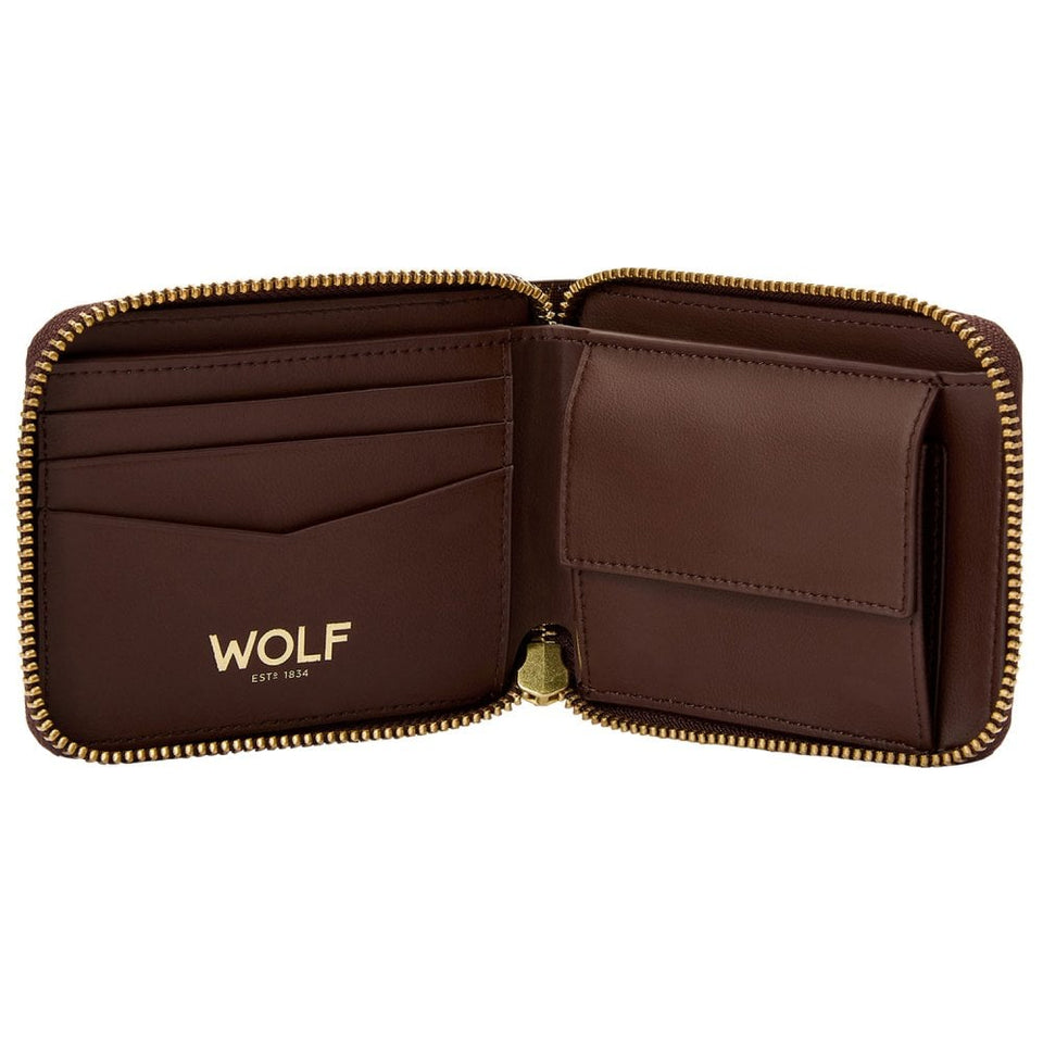 WOLF Signature Vegan Brown Zip Around Wallet