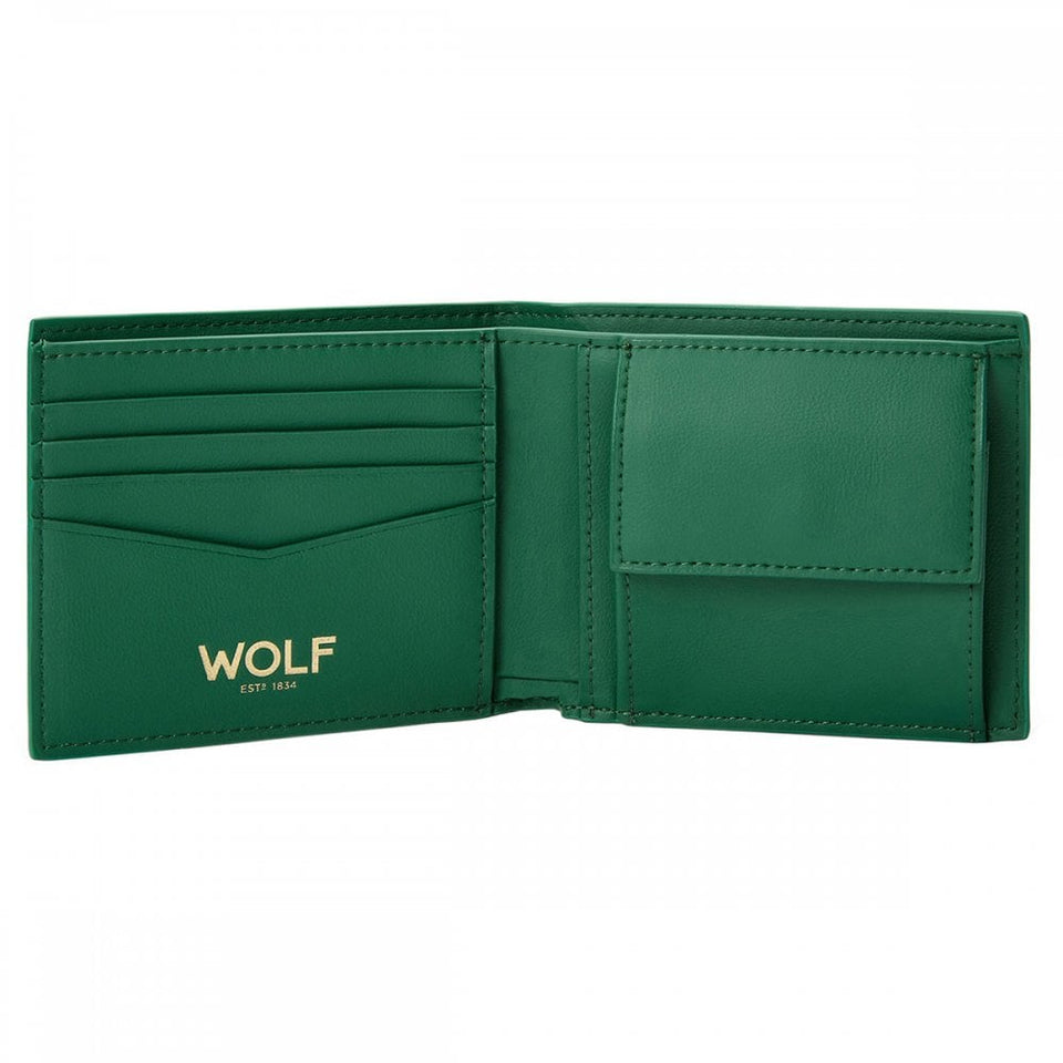 WOLF Signature Vegan Green Billfold Coin Wallet