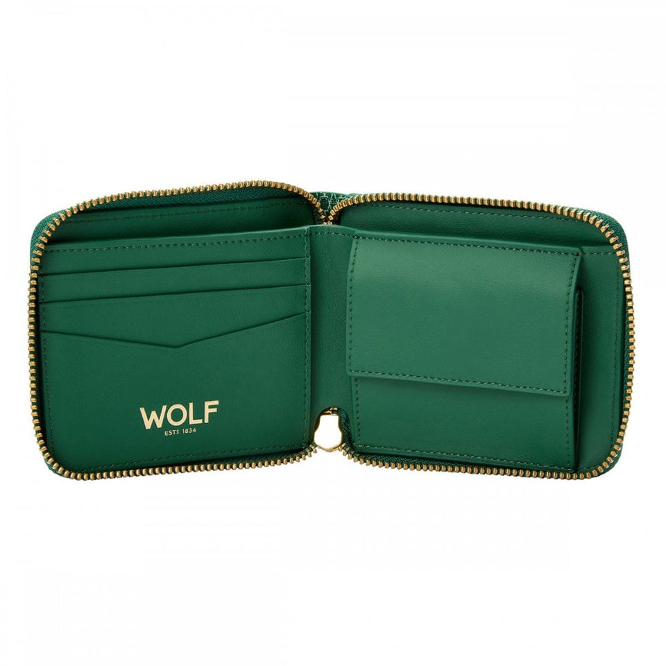 WOLF Signature Vegan Green Zip Around Wallet