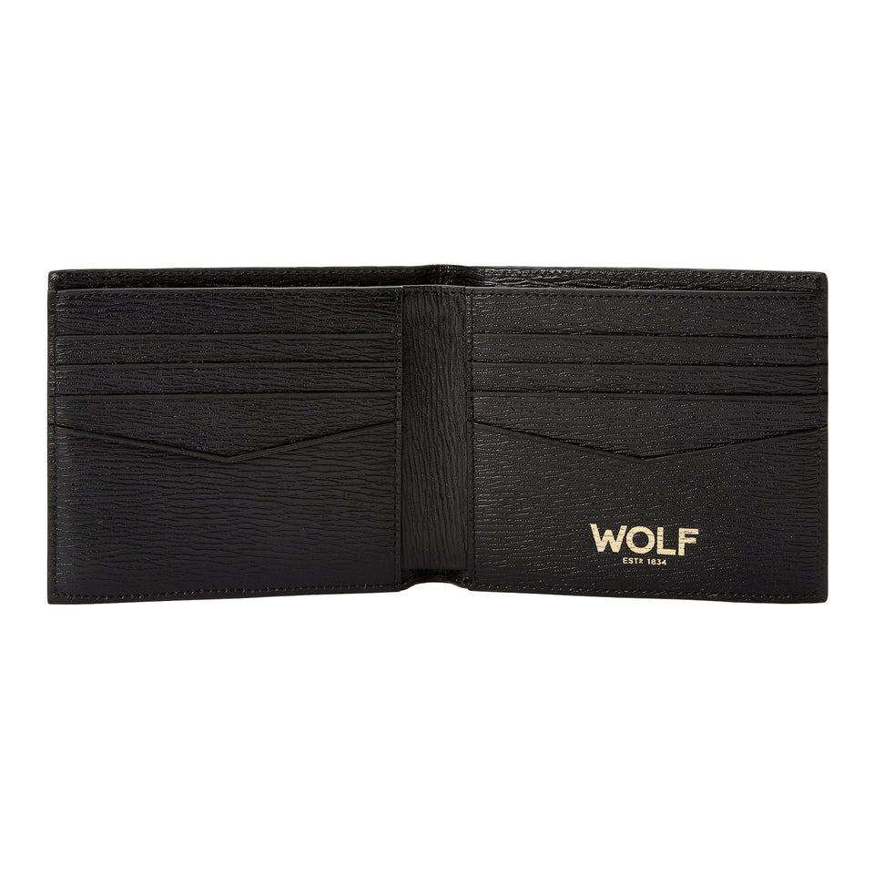 WOLF W Black Leather Billfold Wallet