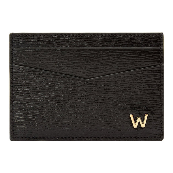 WOLF W Black Leather Card Case