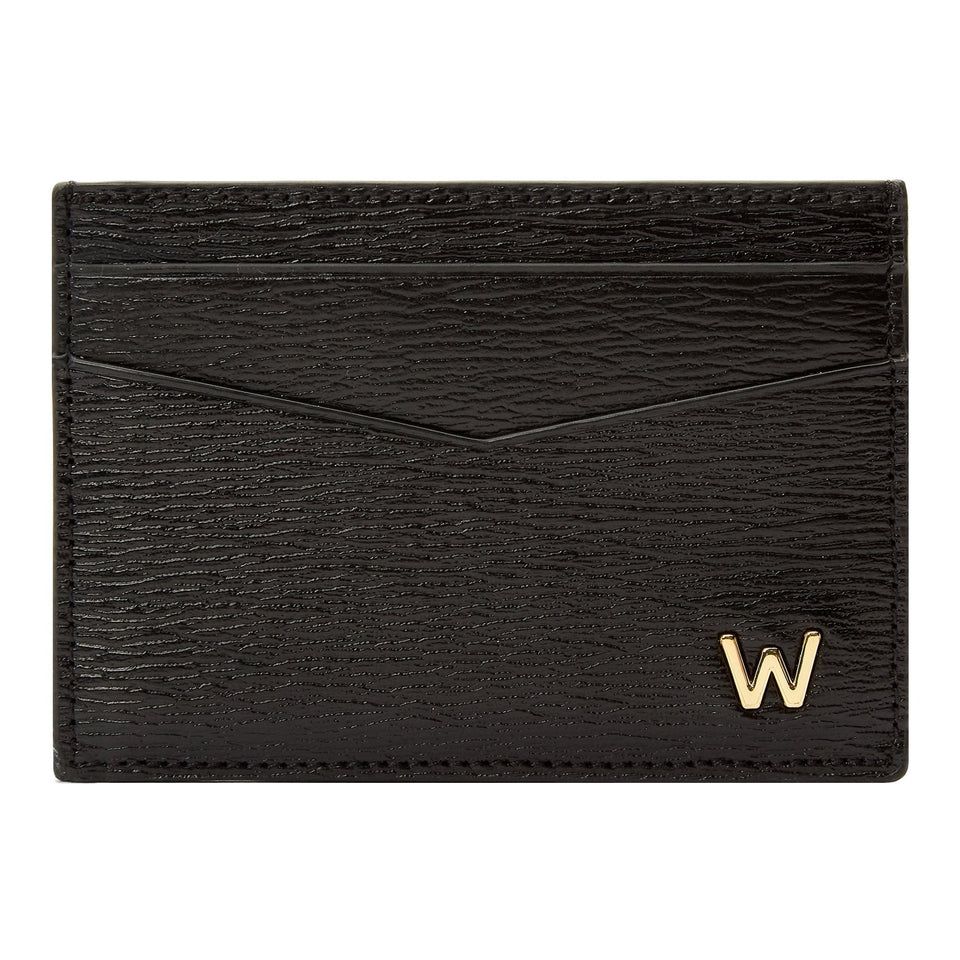 WOLF W Black Leather Card Case