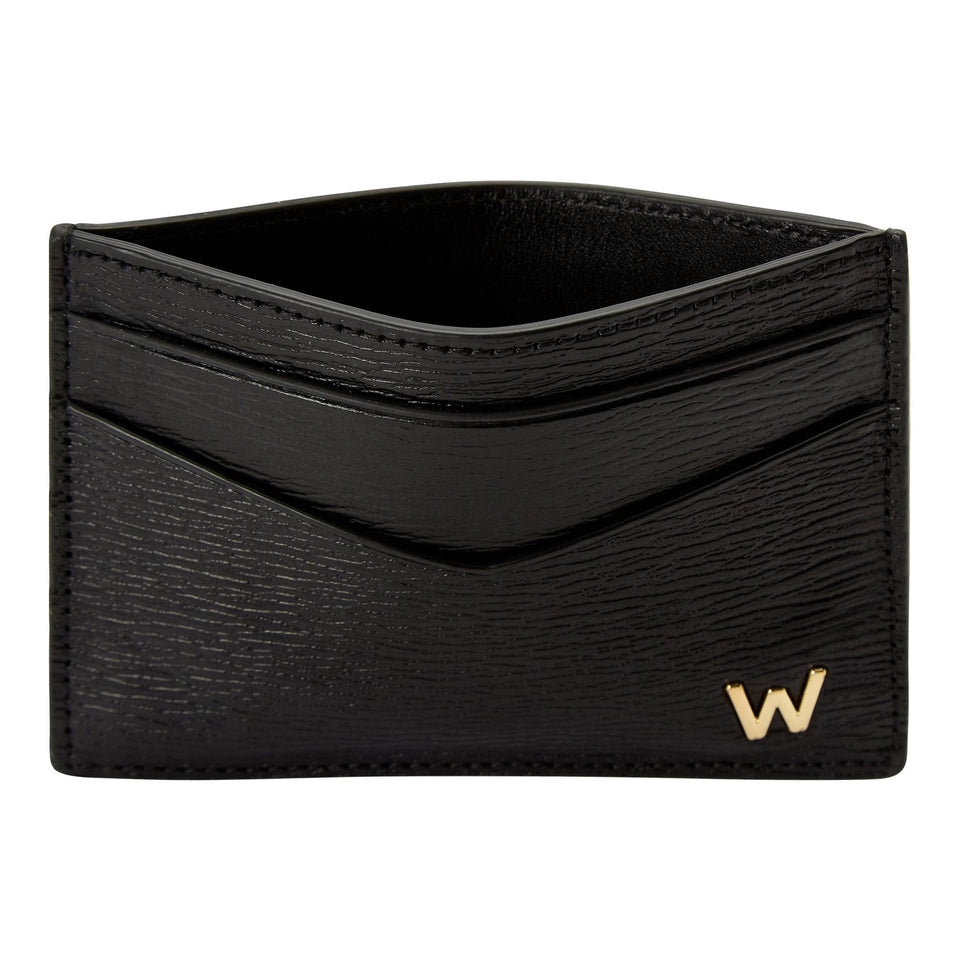 WOLF W Black Leather Card Case