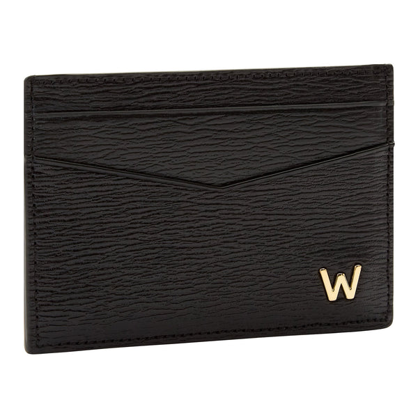 WOLF W Black Leather Card Case