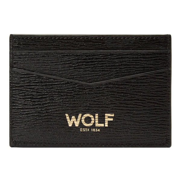 WOLF W Black Leather Card Case