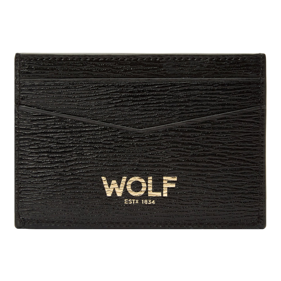 WOLF W Black Leather Card Case