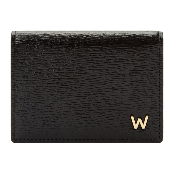 WOLF W Black Leather Gusset Card Case