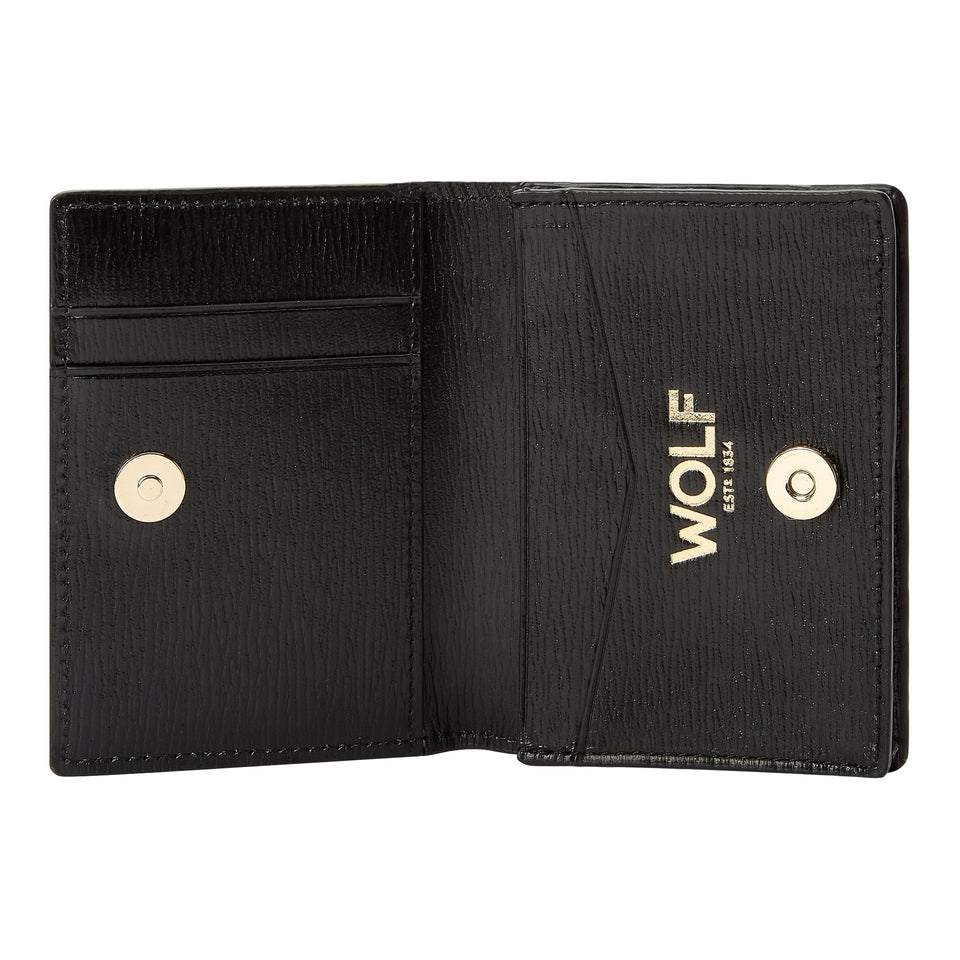 WOLF W Black Leather Gusset Card Case
