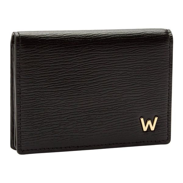 WOLF W Black Leather Gusset Card Case