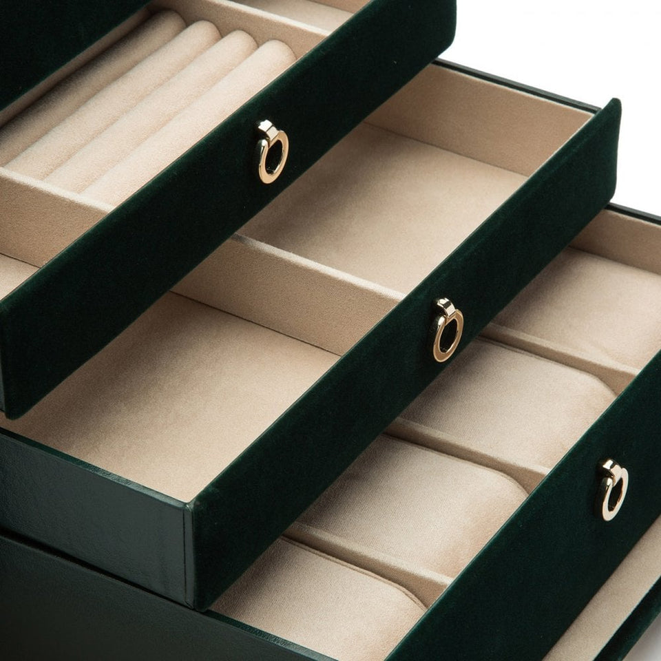 WOLF Zoe Forest Green Large Jewellery Box