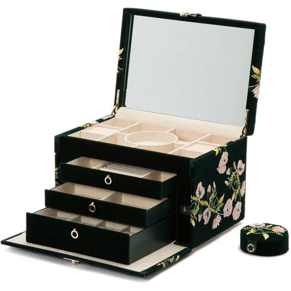WOLF Zoe Forest Green Large Jewellery Box