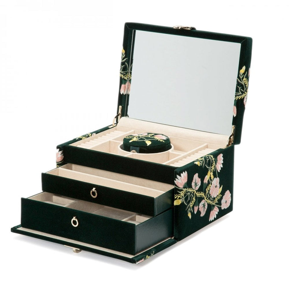 WOLF Zoe Forest Green Medium Jewellery Box