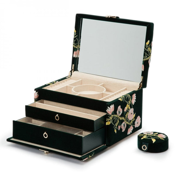 WOLF Zoe Forest Green Medium Jewellery Box
