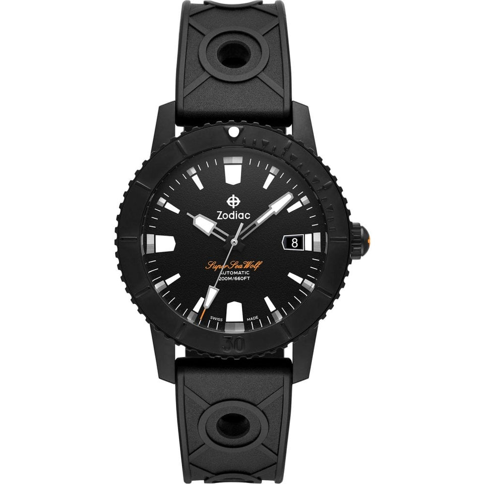 Zodiac SUPER SEA WOLF 53 COMPRESSION Black Rubber Watch