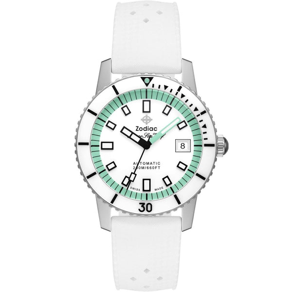 Zodiac SUPER SEA WOLF COMPRESSION White Rubber 40mm Automatic Watch