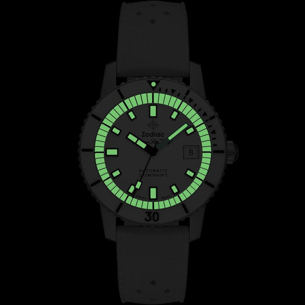 Zodiac SUPER SEA WOLF COMPRESSION White Rubber 40mm Automatic Watch